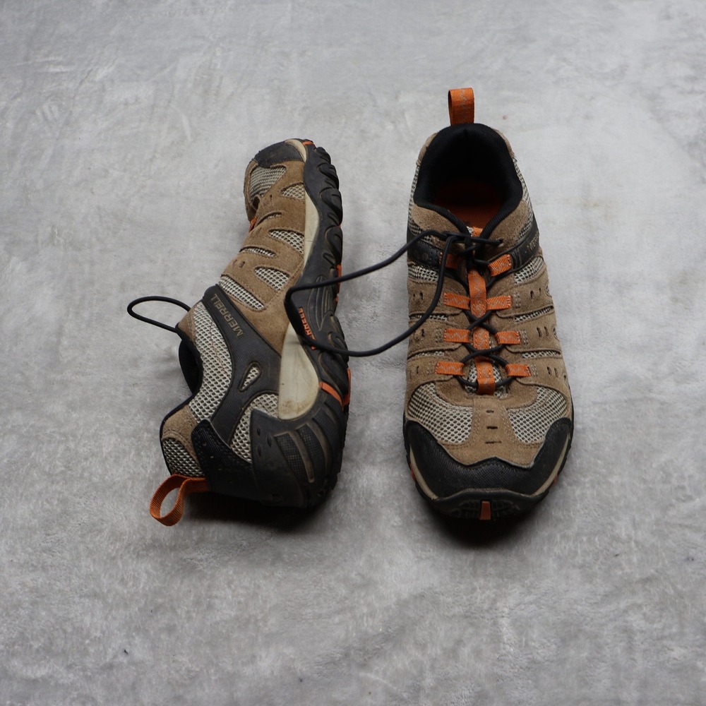Merrell Mens 8 Hiking Shoes Brown Suede Mesh Bungee Lace Accentor Otter Outdoor